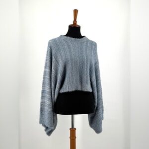 Knotty St Michaels Light Blue Wide Arm Cropped Sweater Size S/M